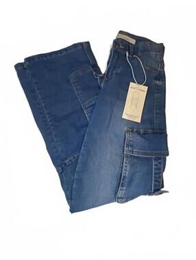 Love Trends Baggy Straight Multicargo Denim Jeans w/ buckles Size 5